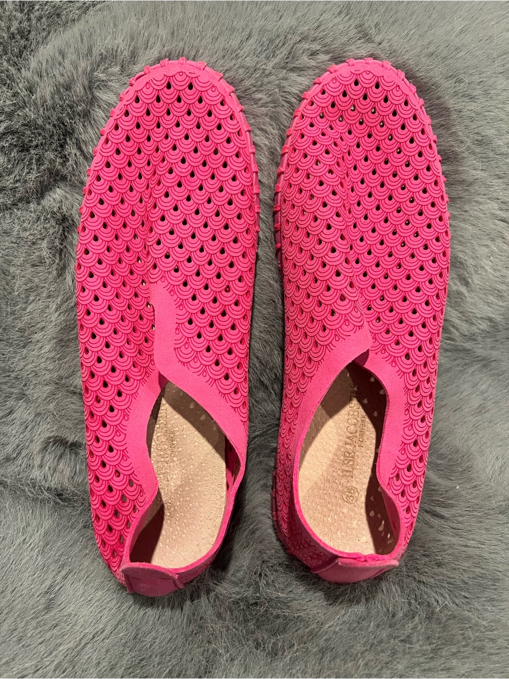 Ilse Jacobsen Hot Pink Slip-On Perforated Mules